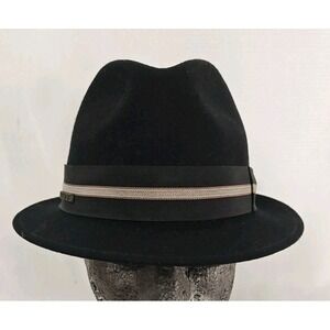 Bigalli Diamond Stingy 100% Wool Felt black Hat Cap‎ Men's M/L Stylish modern